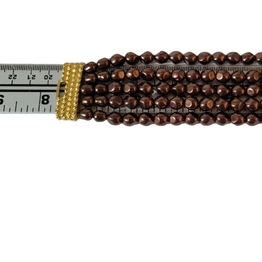 Faux Pearl Multi Strand Bracelet Brown